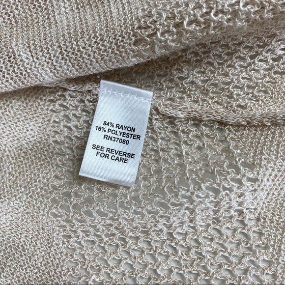 EST. 1946 Crochet Cardigan Sweater Beige Womens Size L Breathable Open Front. - Picture 14 of 15